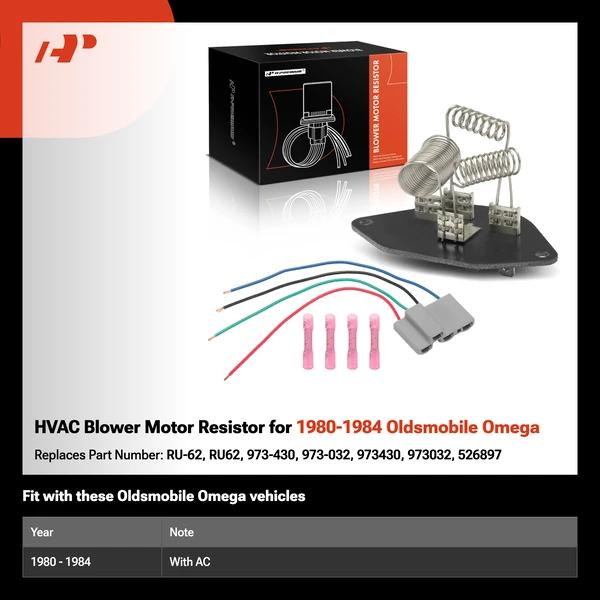 HVAC Blower Motor Resistor for 1980-1984 Oldsmobile Omega