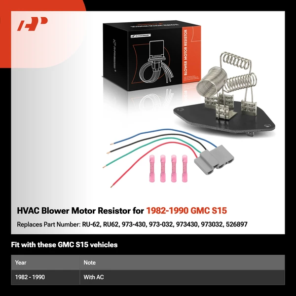 HVAC Blower Motor Resistor for 1982-1990 GMC S15
