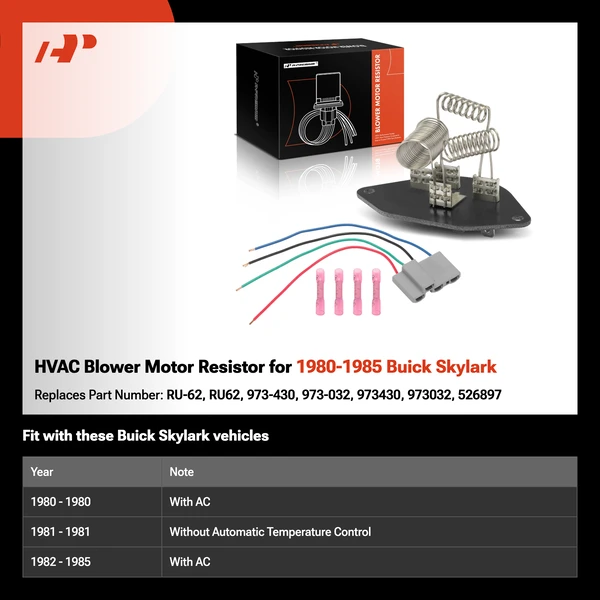 HVAC Blower Motor Resistor for 1980-1985 Buick Skylark