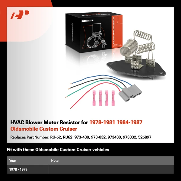 HVAC Blower Motor Resistor for 1978-1981 1984-1987 Oldsmobile Custom Cruiser