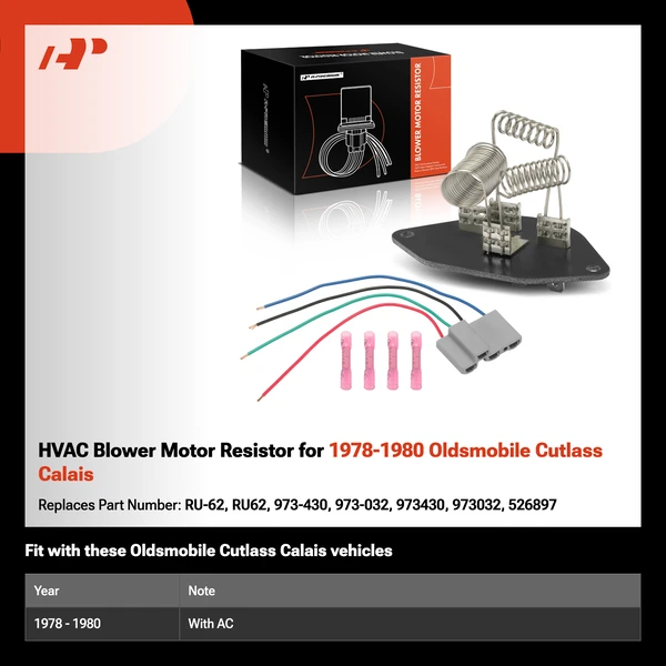 HVAC Blower Motor Resistor for 1978-1980 Oldsmobile Cutlass Calais