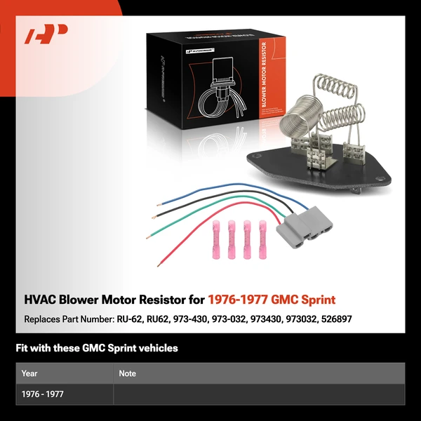 HVAC Blower Motor Resistor for 1976-1977 GMC Sprint