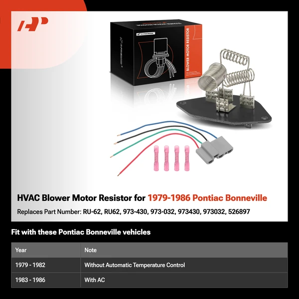 HVAC Blower Motor Resistor for 1979-1986 Pontiac Bonneville