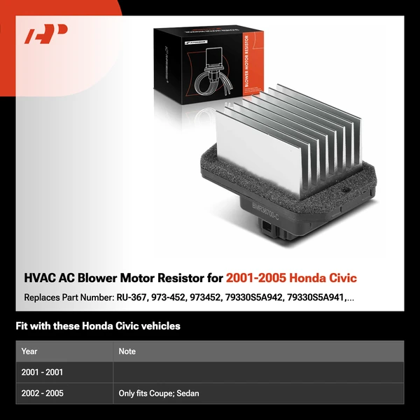 HVAC AC Blower Motor Resistor for 2001-2005 Honda Civic