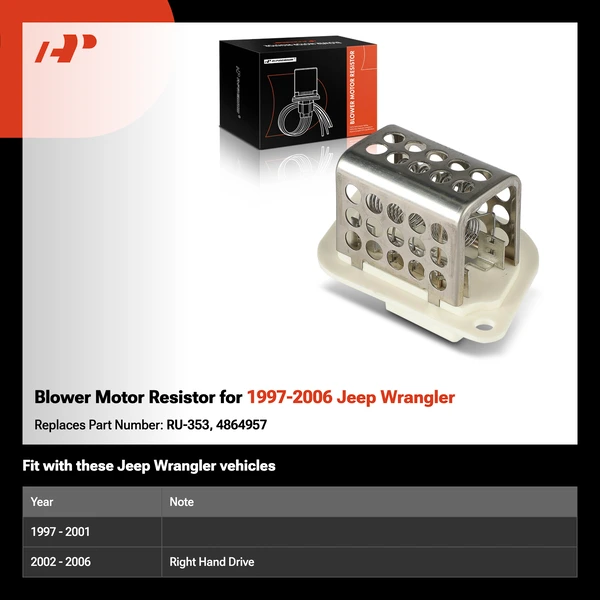 Blower Motor Resistor for 1997-2006 Jeep Wrangler