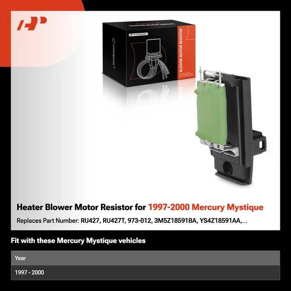 Heater Blower Motor Resistor for 1997-2000 Mercury Mystique