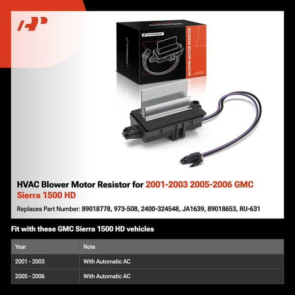 HVAC Blower Motor Resistor for 2001-2003 2005-2006 GMC Sierra 1500 HD