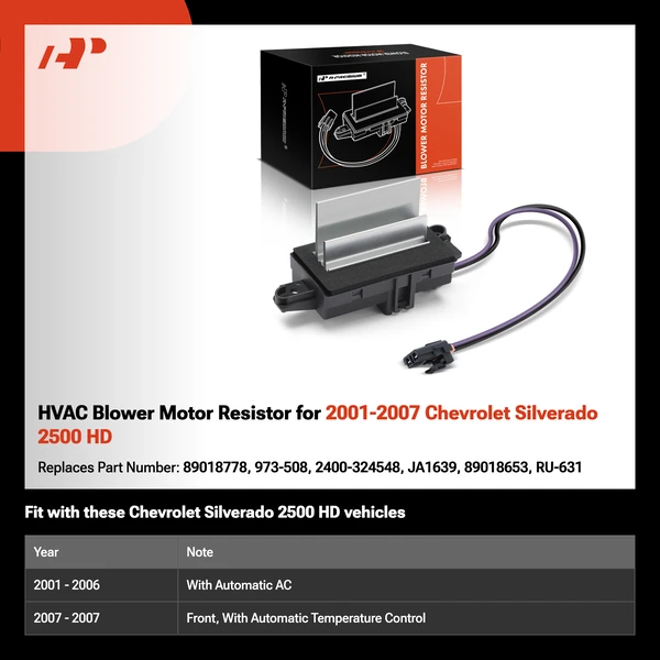 HVAC Blower Motor Resistor for 2001-2007 Chevrolet Silverado 2500 HD