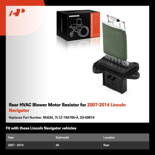 Rear HVAC Blower Motor Resistor for 2007-2014 Lincoln Navigator