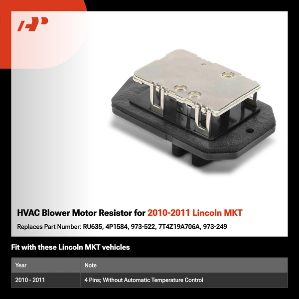 HVAC Blower Motor Resistor for 2010-2011 Lincoln MKT