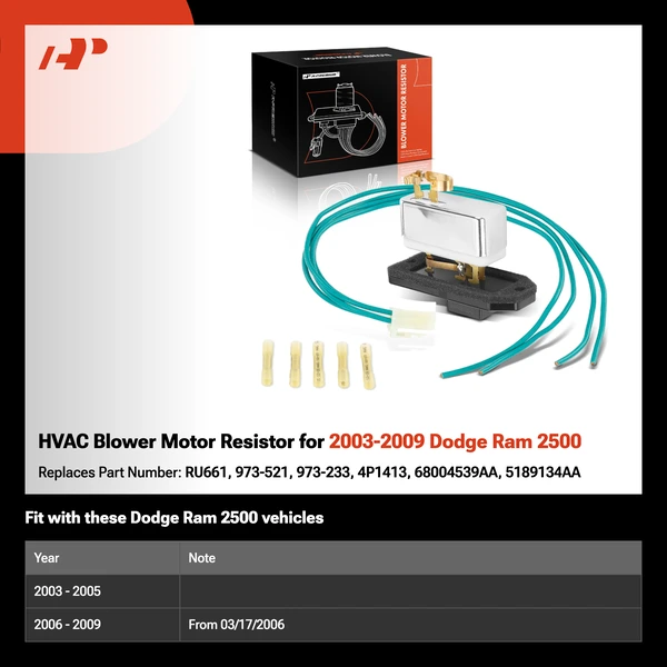 HVAC Blower Motor Resistor for 2003-2009 Dodge Ram 2500