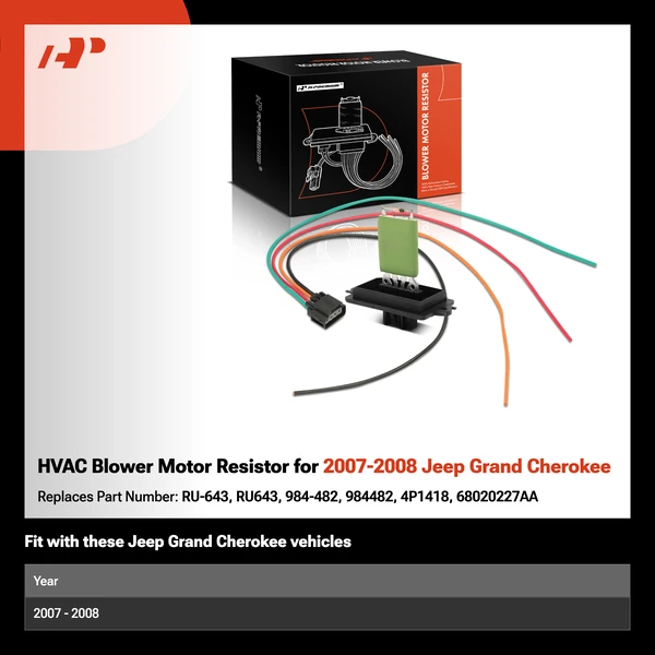 HVAC Blower Motor Resistor for 2007-2008 Jeep Grand Cherokee
