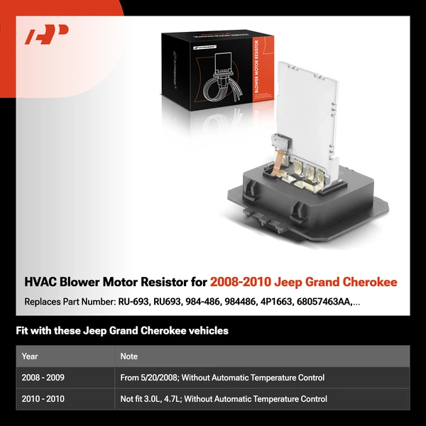 HVAC Blower Motor Resistor for 2008-2010 Jeep Grand Cherokee