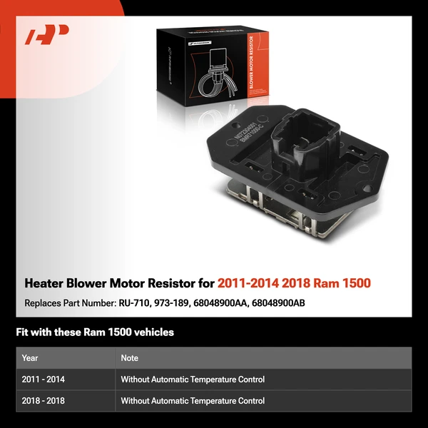 Heater Blower Motor Resistor for 2011-2014 2018 Ram 1500