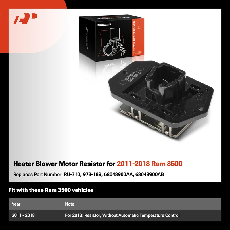 Heater Blower Motor Resistor for 2011-2018 Ram 3500