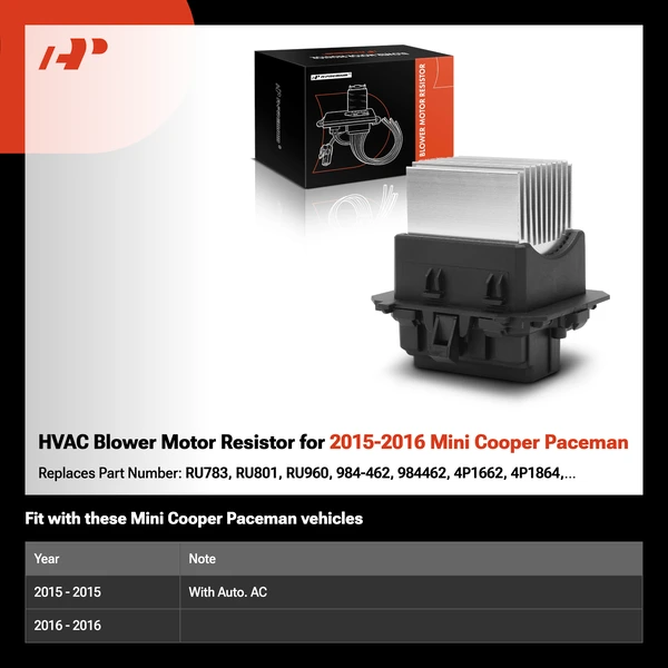 HVAC Blower Motor Resistor for 2015-2016 Mini Cooper Paceman