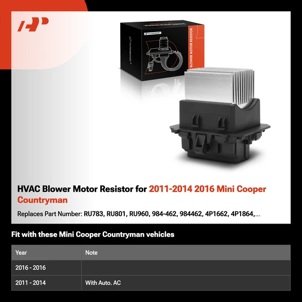 HVAC Blower Motor Resistor for 2011-2014 2016 Mini Cooper Countryman