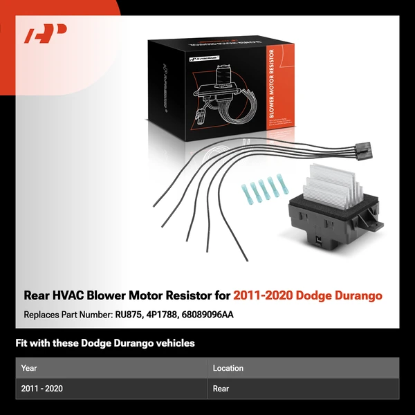 Rear HVAC Blower Motor Resistor for 2011-2020 Dodge Durango