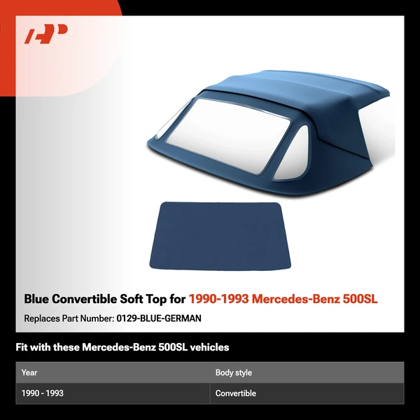 Blue Convertible Soft Top for 1990-1993 Mercedes-Benz 500SL