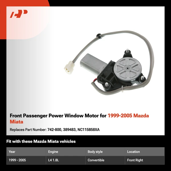 Front Passenger Power Window Motor for 1999-2005 Mazda Miata