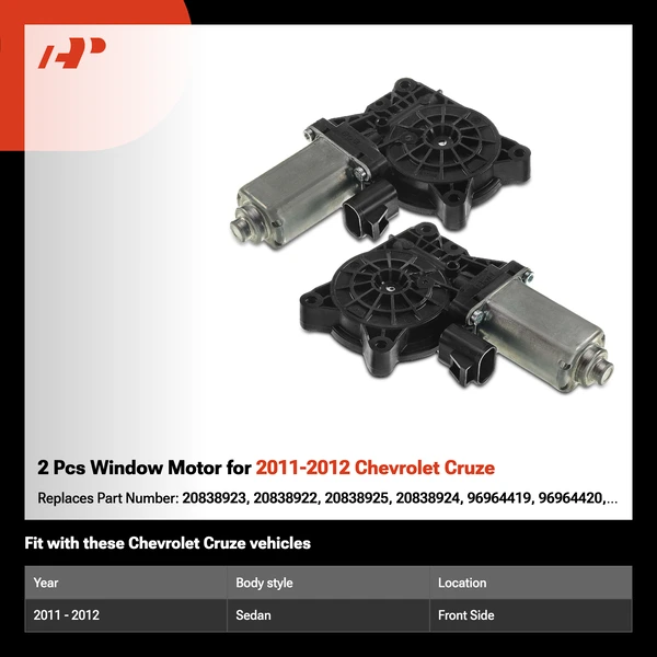 2 Pcs Window Motor for 2011-2012 Chevrolet Cruze