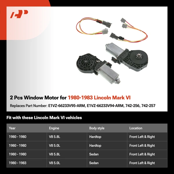 2 Pcs Window Motor for 1980-1983 Lincoln Mark VI