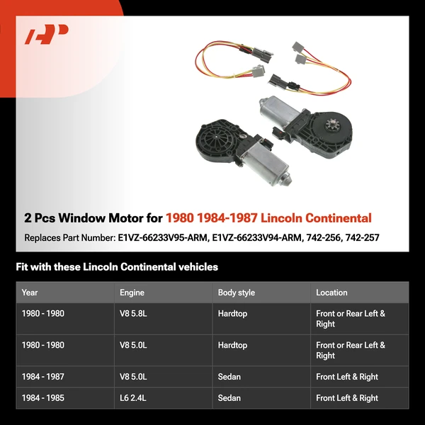 2 Pcs Window Motor for 1980 1984-1987 Lincoln Continental