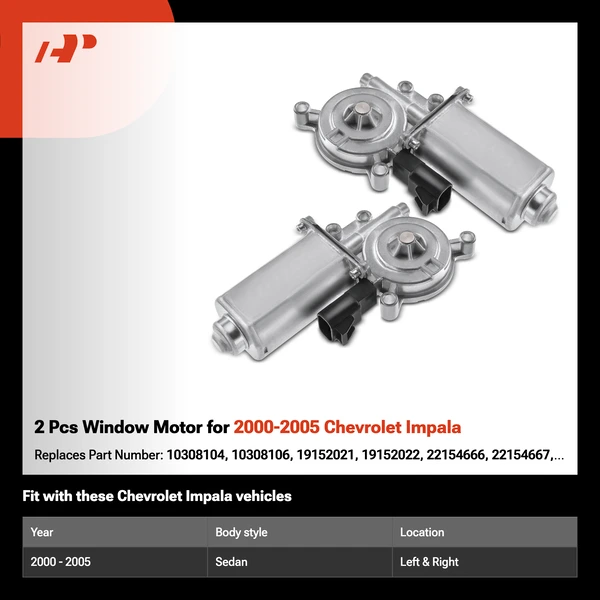 2 Pcs Window Motor for 2000-2005 Chevrolet Impala
