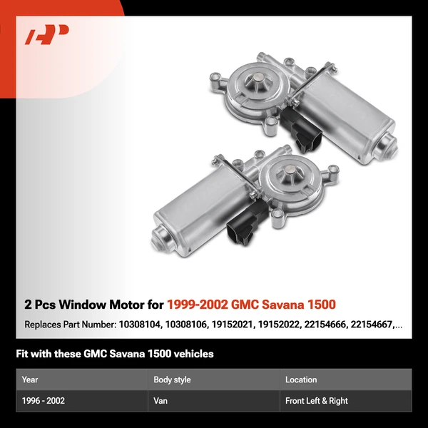 2 Pcs Window Motor for 1999-2002 GMC Savana 1500