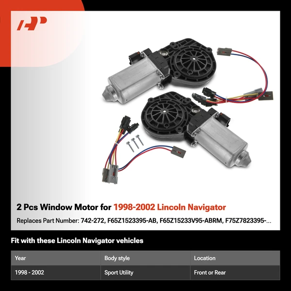 2 Pcs Window Motor for 1998-2002 Lincoln Navigator