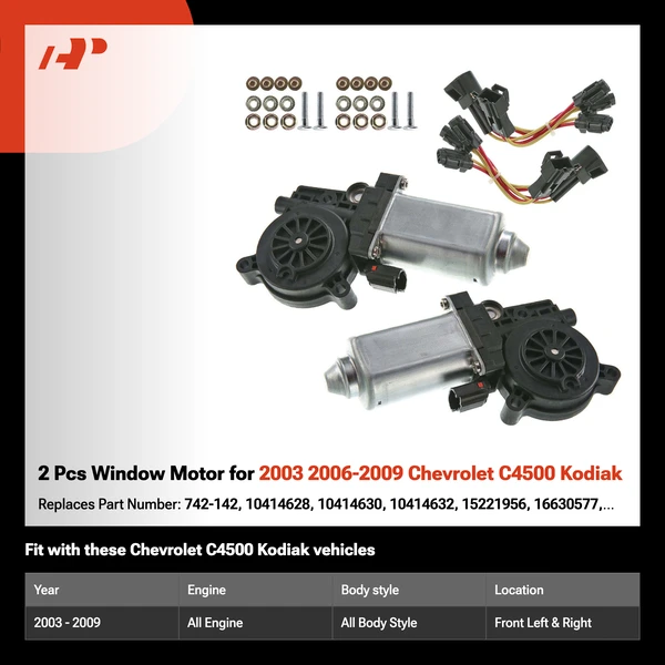 2 Pcs Window Motor for 2003 2006-2009 Chevrolet C4500 Kodiak