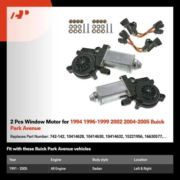 2 Pcs Window Motor for 1994 1996-1999 2002 2004-2005 Buick Park Avenue