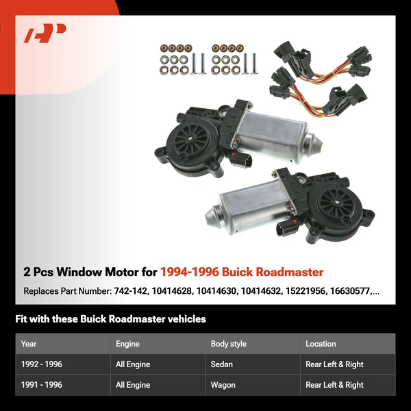 2 Pcs Window Motor for 1994-1996 Buick Roadmaster