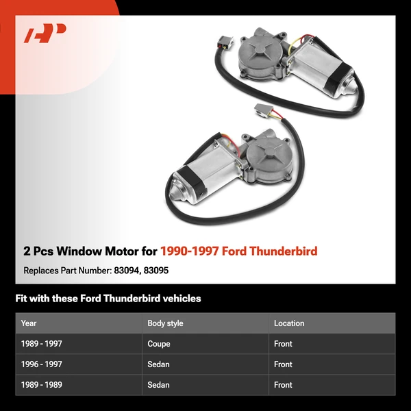 2 Pcs Window Motor for 1990-1997 Ford Thunderbird