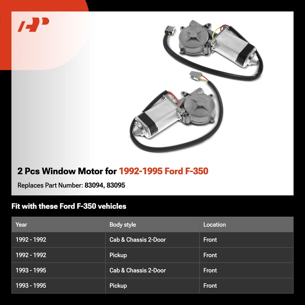 2 Pcs Window Motor for 1992-1995 Ford F-350