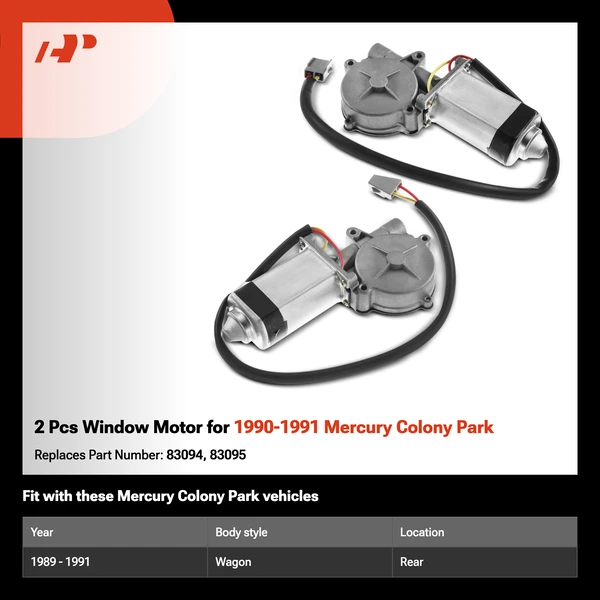 2 Pcs Window Motor for 1990-1991 Mercury Colony Park