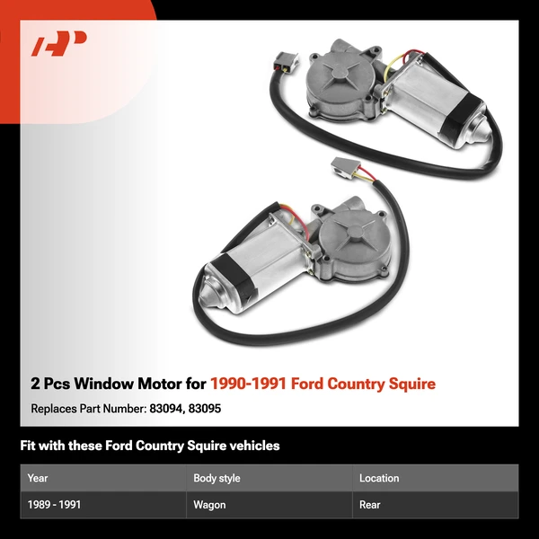 2 Pcs Window Motor for 1990-1991 Ford Country Squire