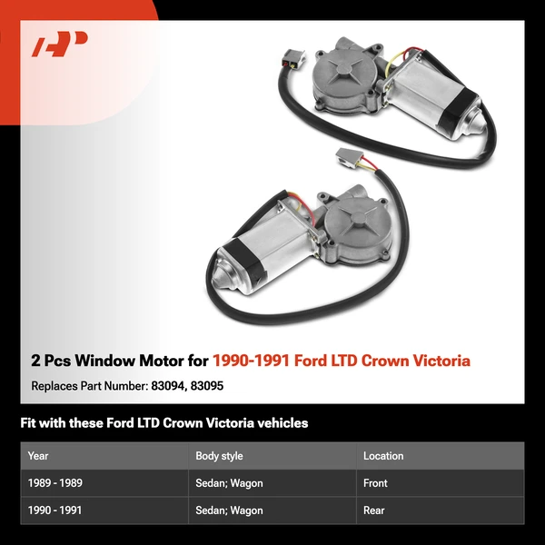 2 Pcs Window Motor for 1990-1991 Ford LTD Crown Victoria