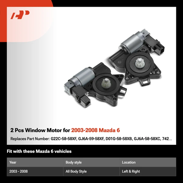 2 Pcs Window Motor for 2003-2008 Mazda 6