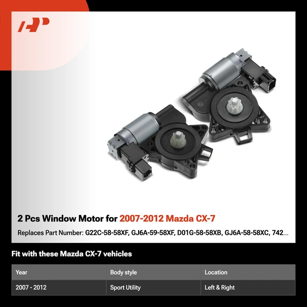 2 Pcs Window Motor for 2007-2012 Mazda CX-7