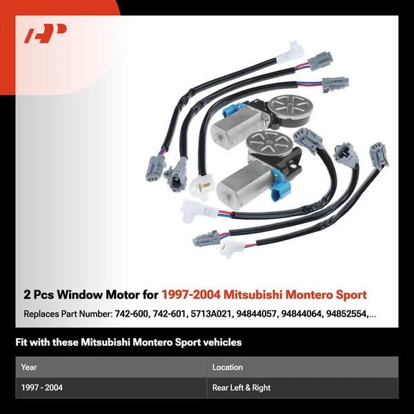 2 Pcs Window Motor for 1997-2004 Mitsubishi Montero Sport