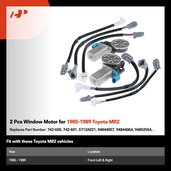 2 Pcs Window Motor for 1985-1989 Toyota MR2