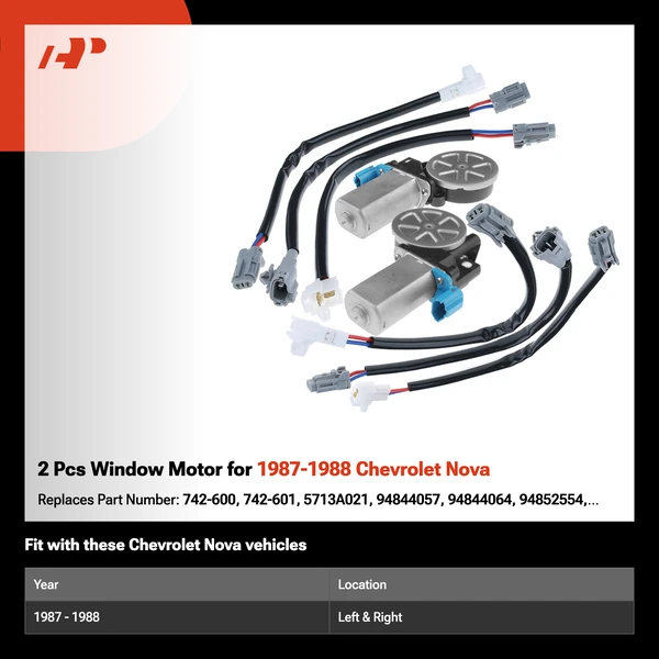 2 Pcs Window Motor for 1987-1988 Chevrolet Nova