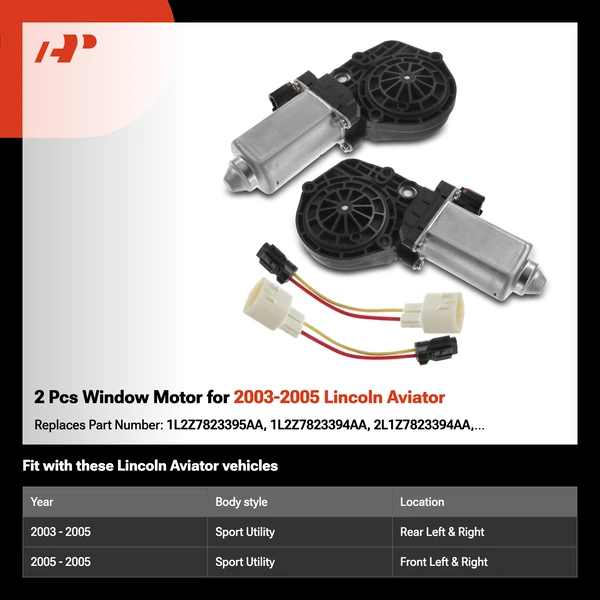 2 Pcs Window Motor for 2003-2005 Lincoln Aviator