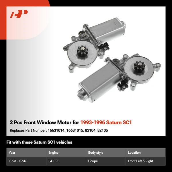 2 Pcs Front Window Motor for 1993-1996 Saturn SC1