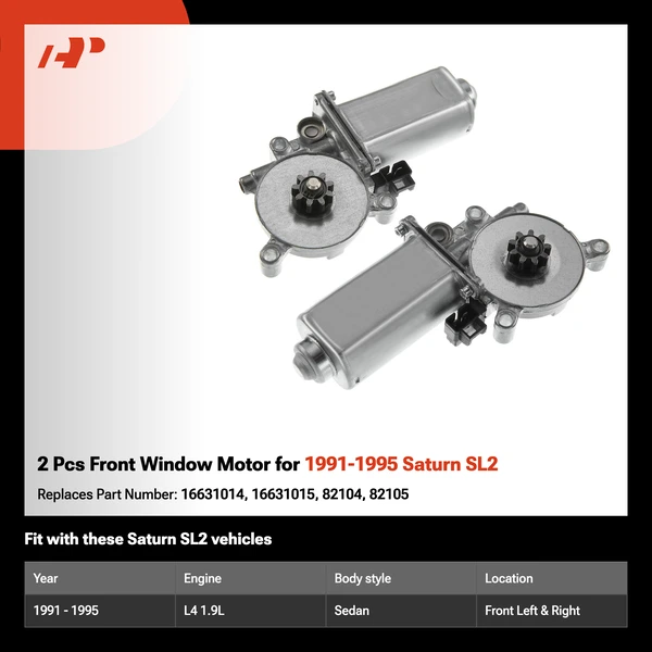 2 Pcs Front Window Motor for 1991-1995 Saturn SL2