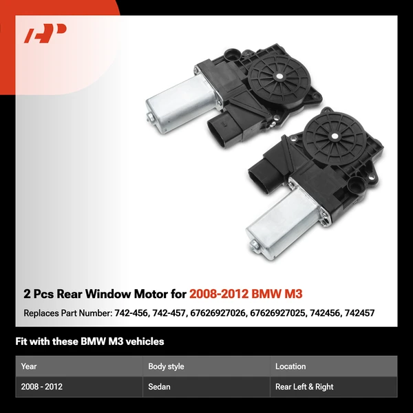 2 Pcs Rear Window Motor for 2008-2012 BMW M3