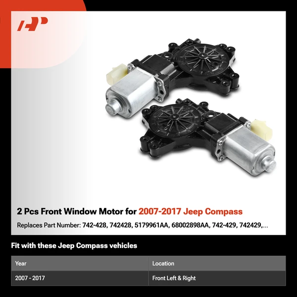 2 Pcs Front Window Motor for 2007-2017 Jeep Compass