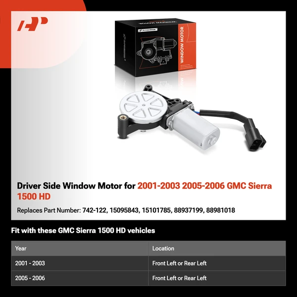 Driver Side Window Motor for 2001-2003 2005-2006 GMC Sierra 1500 HD