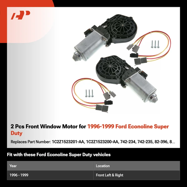 2 Pcs Front Window Motor for 1996-1999 Ford Econoline Super Duty